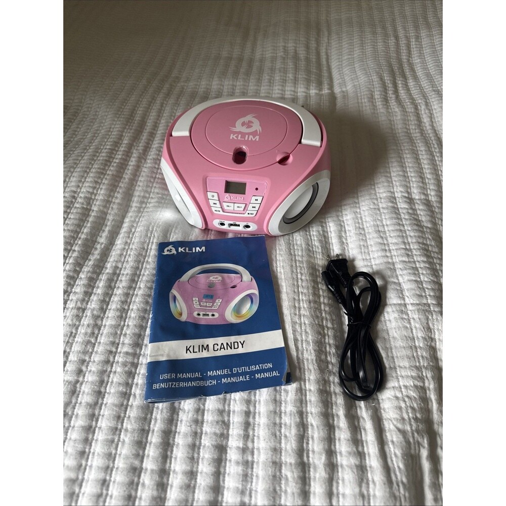 New Without Box Klein Candy Pink Boombox Radio, CD Player with Manual and cord￼